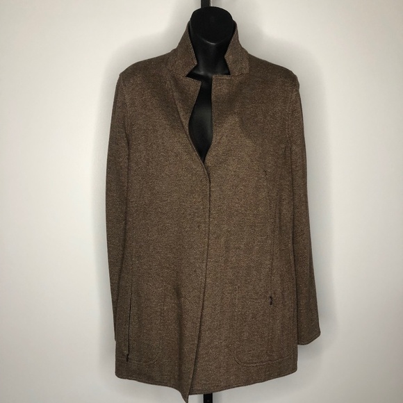 Akris Bergdorf Goodman Brown/Multicolor Reversible Cashmere/Wool Jacket 8